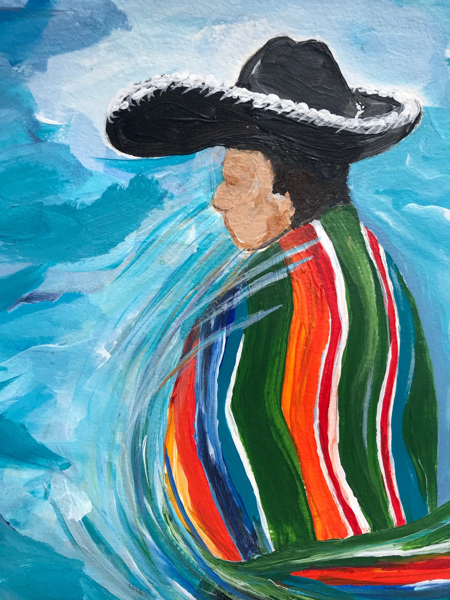 11x15 Ballet Folklorico Male Mexican Folk Dancing Original Acrylic on 140 Ib paper