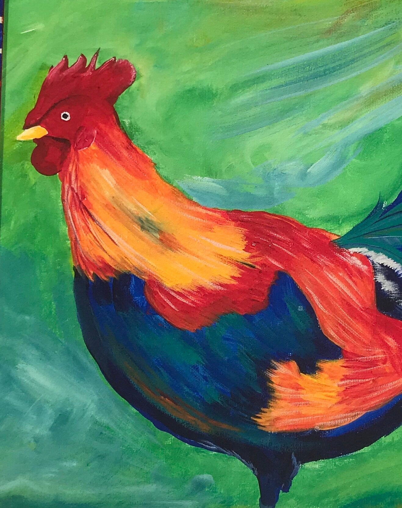 12x12 PRINT Colorful Kitchen Rooster on 100% Cotton Archival Paper