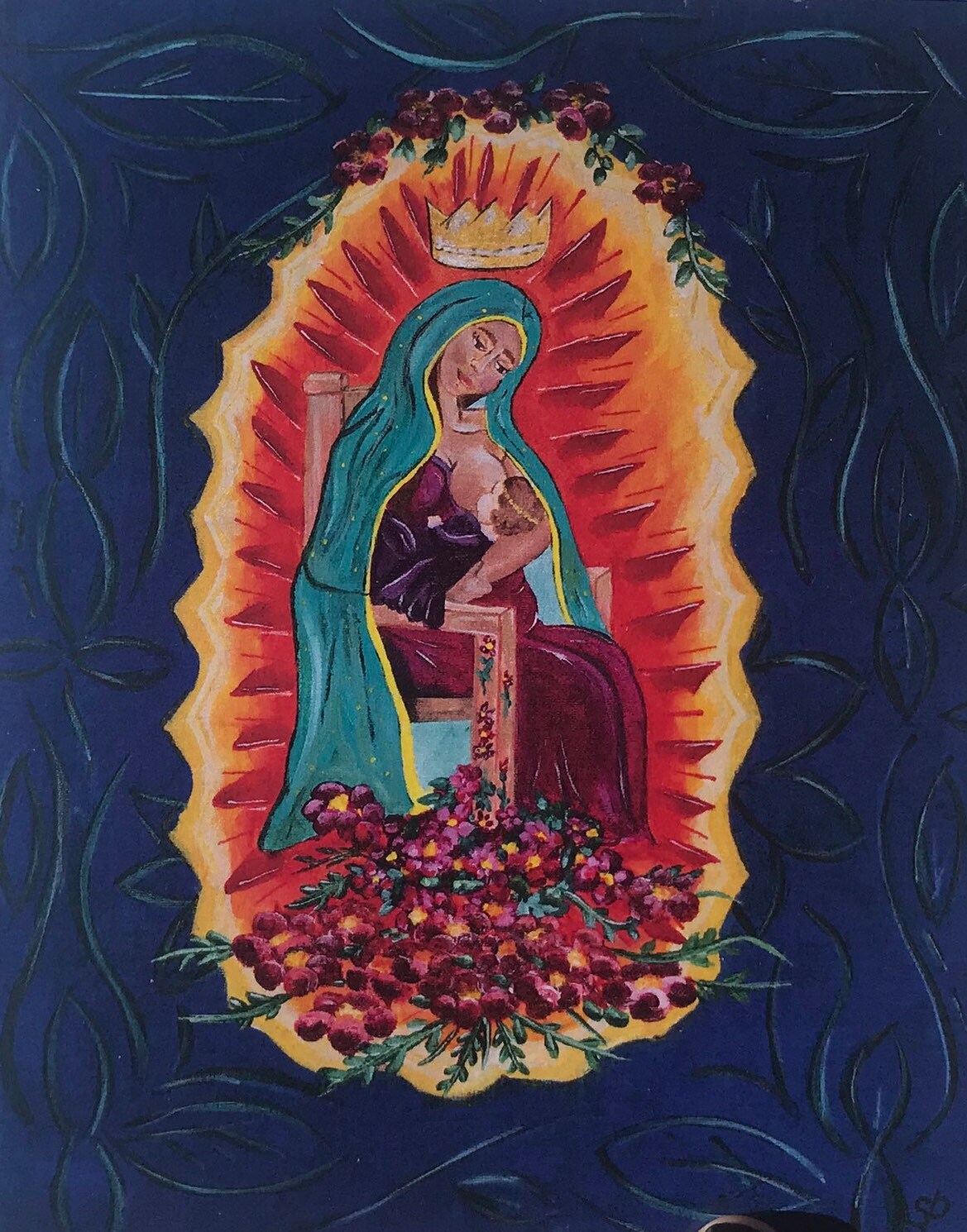 Greeting Cards Breastfeeding Virgin Mary- Virgencita In Royal Blue