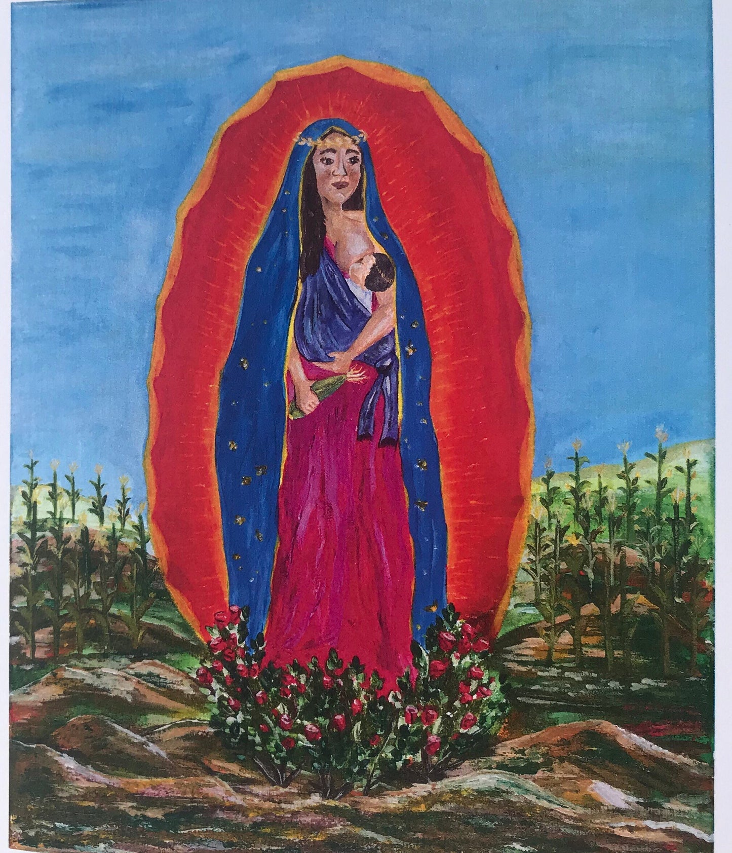 Greeting Cards Breastfeeding Virgin Mary- Virgencita in the Corn Fields