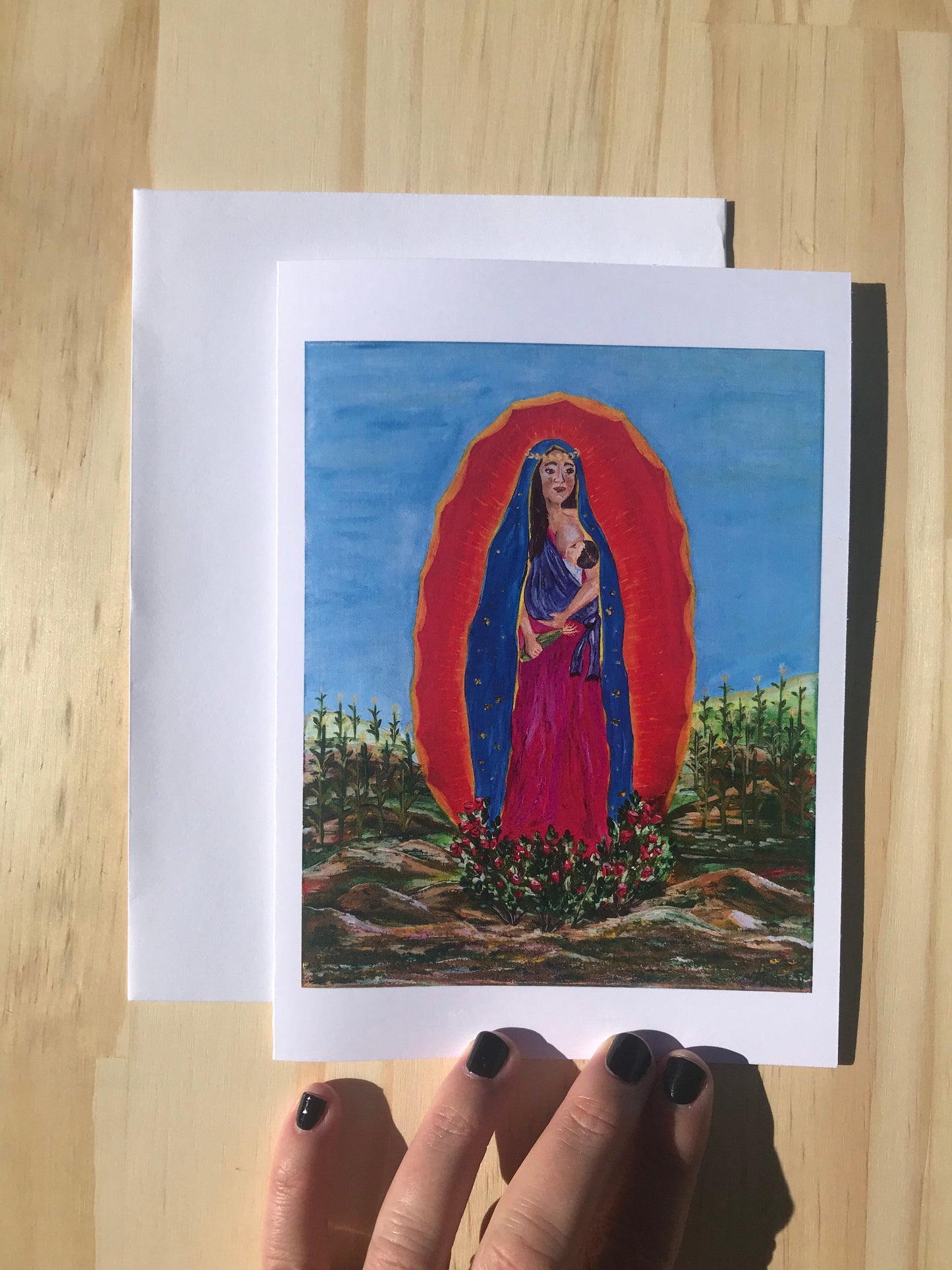 Greeting Cards Breastfeeding Virgin Mary- Virgencita in the Corn Fields