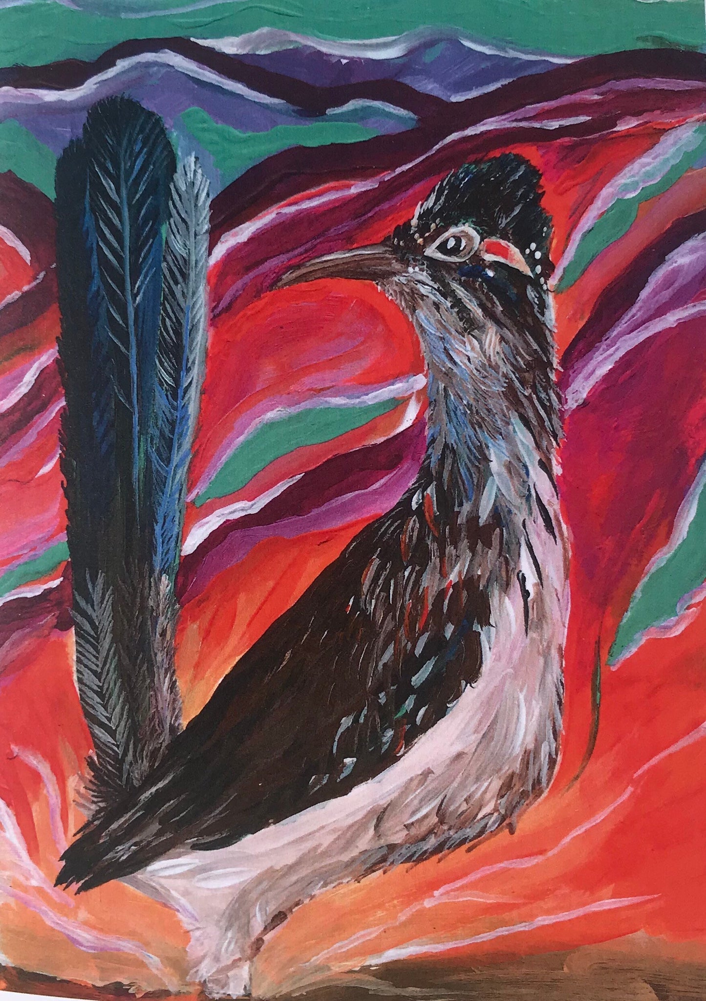 Greeting Card New Mexico Roadrunner in the Sunset