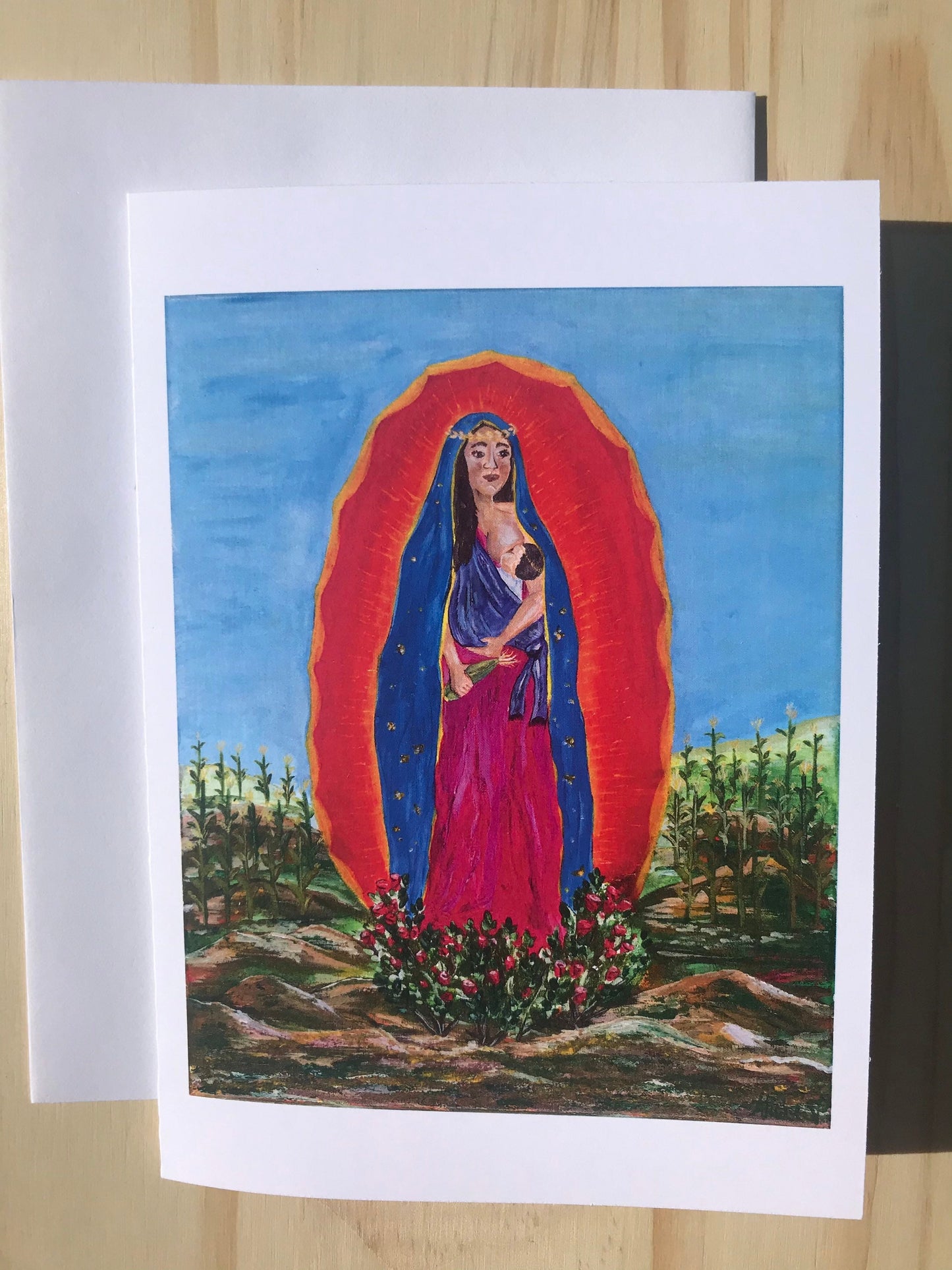 Greeting Cards Breastfeeding Virgin Mary- Virgencita in the Corn Fields