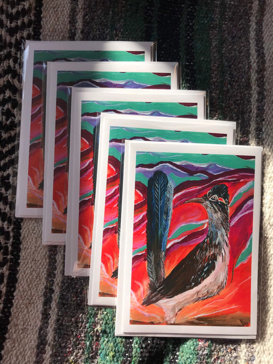 Greeting Card New Mexico Roadrunner in the Sunset