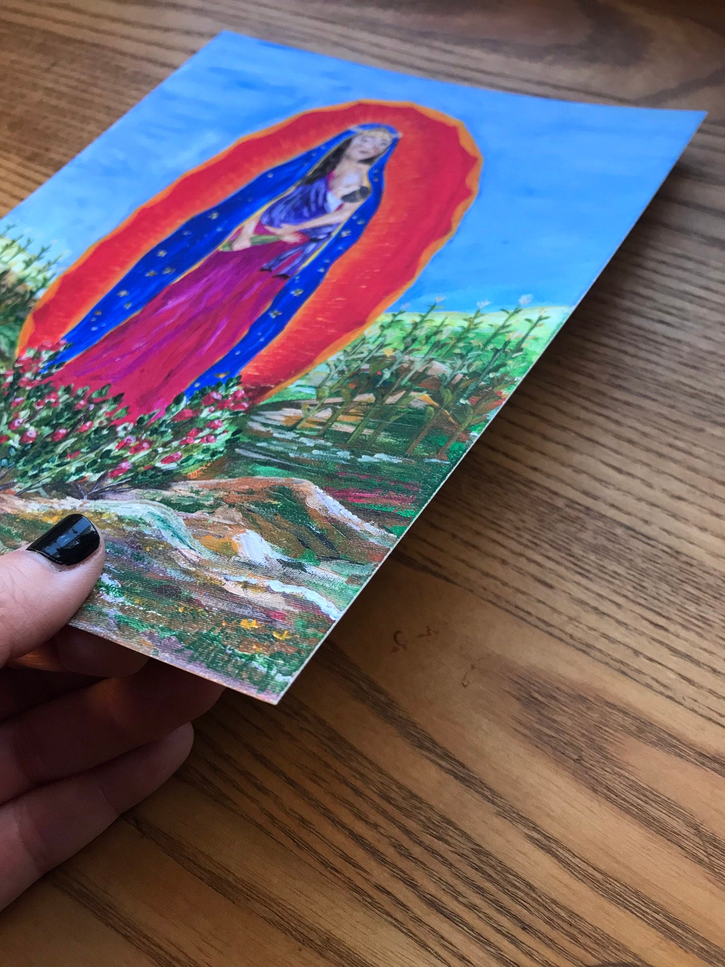 PRINT Breastfeeding Virgen De Guadalupe. Virgin Mary holding Baby Jesus-Corn Field