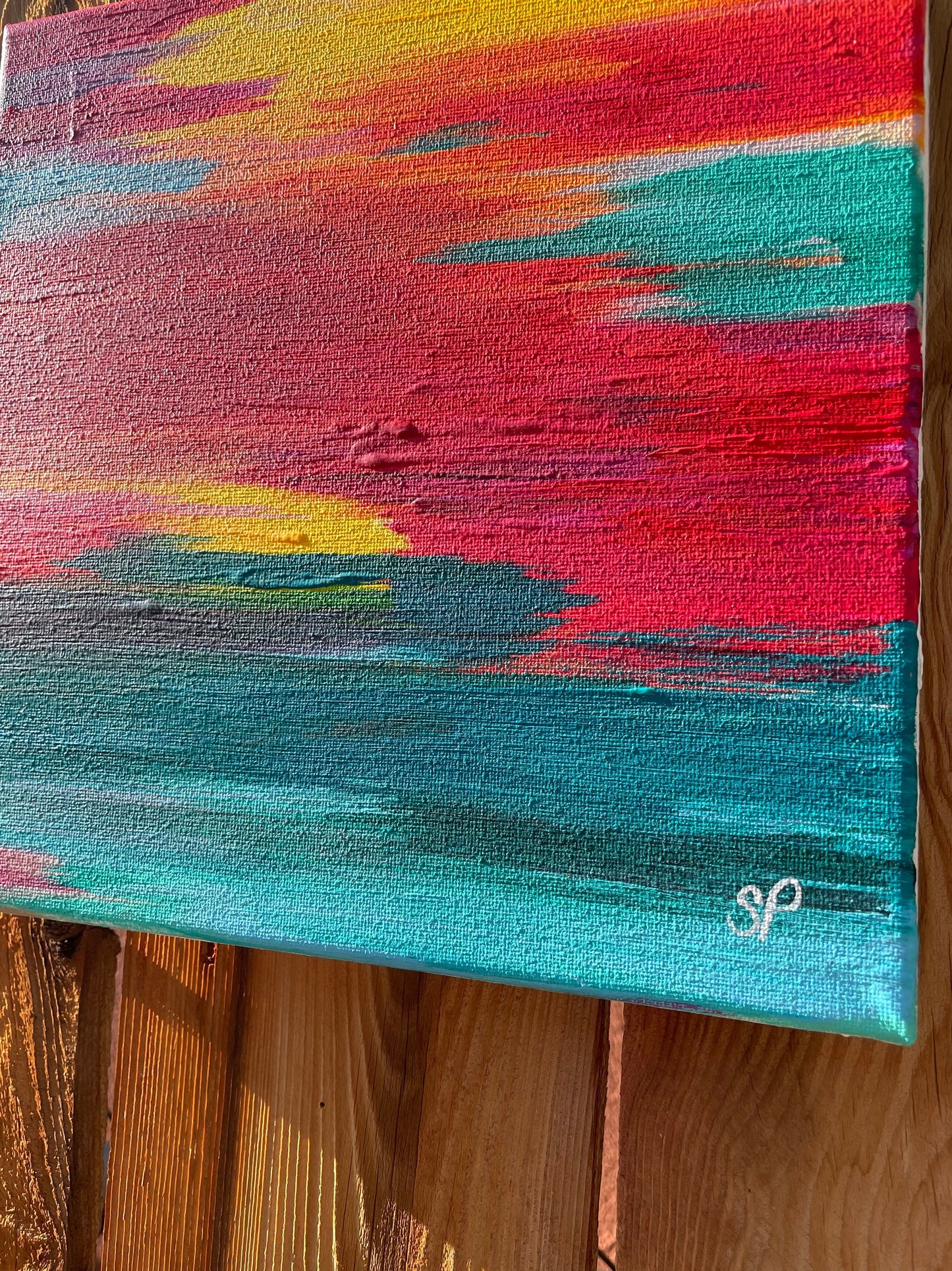 10x10 Liner Abstract on Canvas, Sunset Views of the Horizon