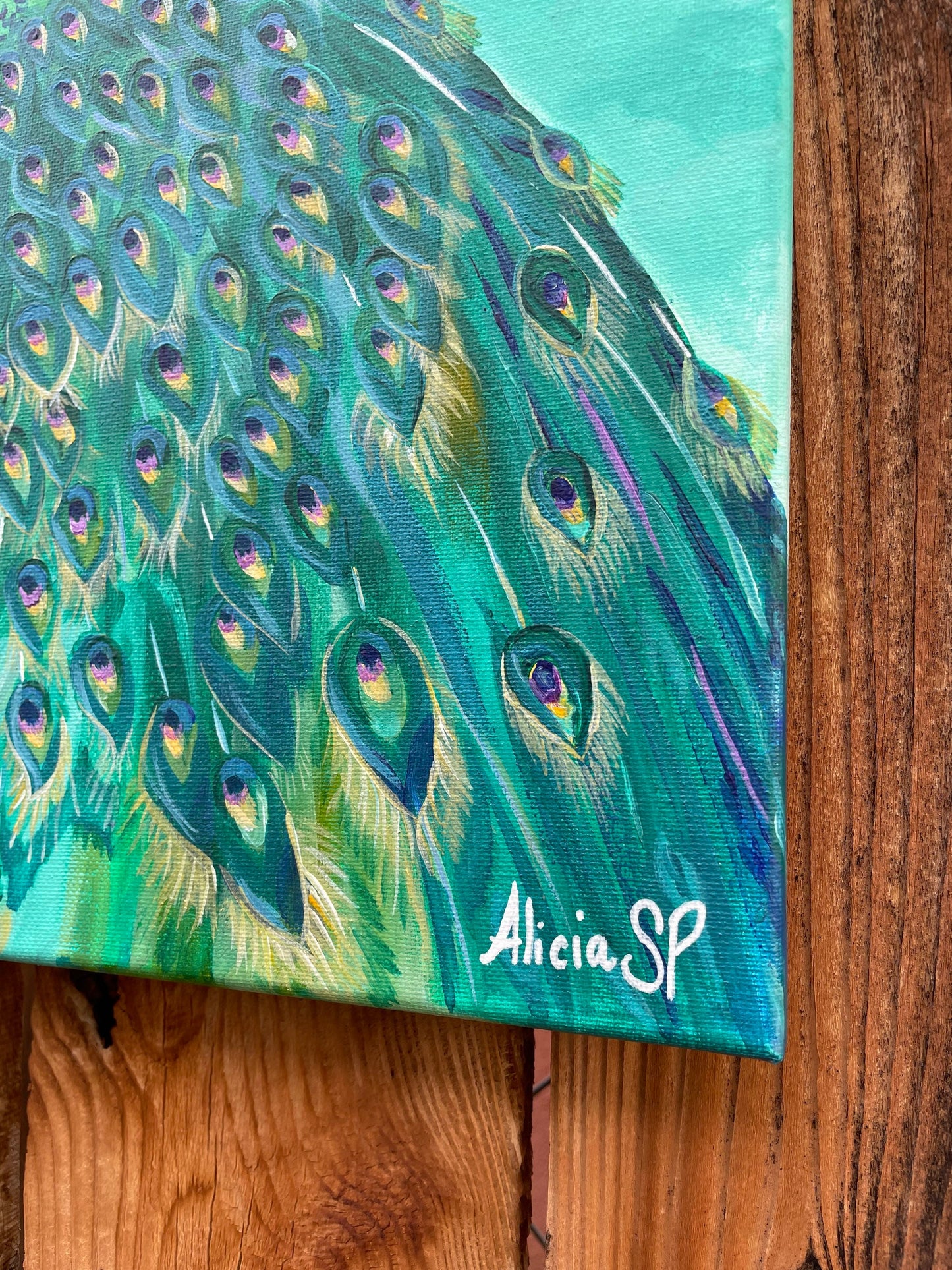 10x20 Peacock Original Acrylic on Stretched Canvas