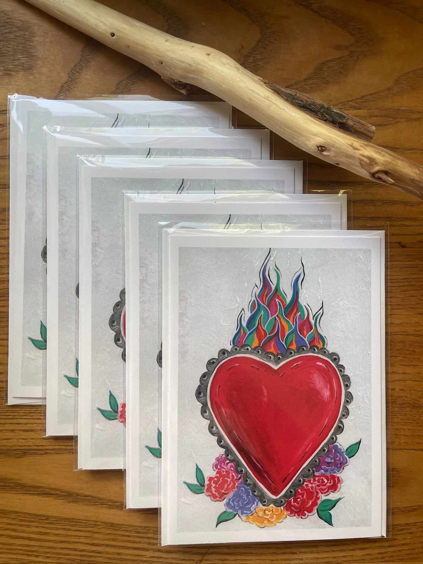 Blank Cards Sacred Heart Flaming Corazon