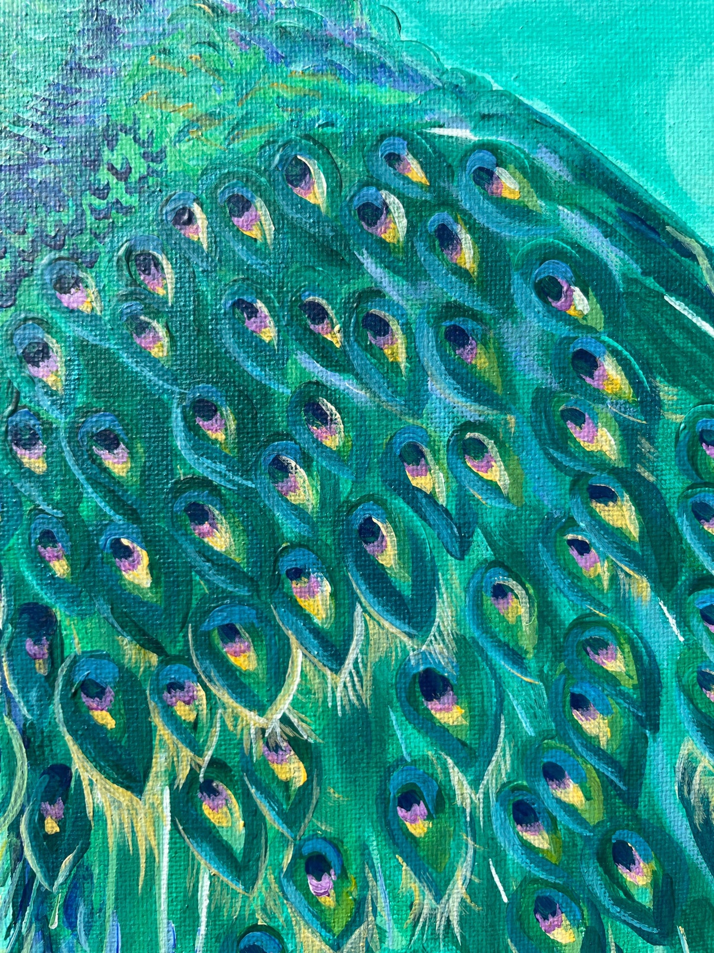 10x20 Peacock Original Acrylic on Stretched Canvas