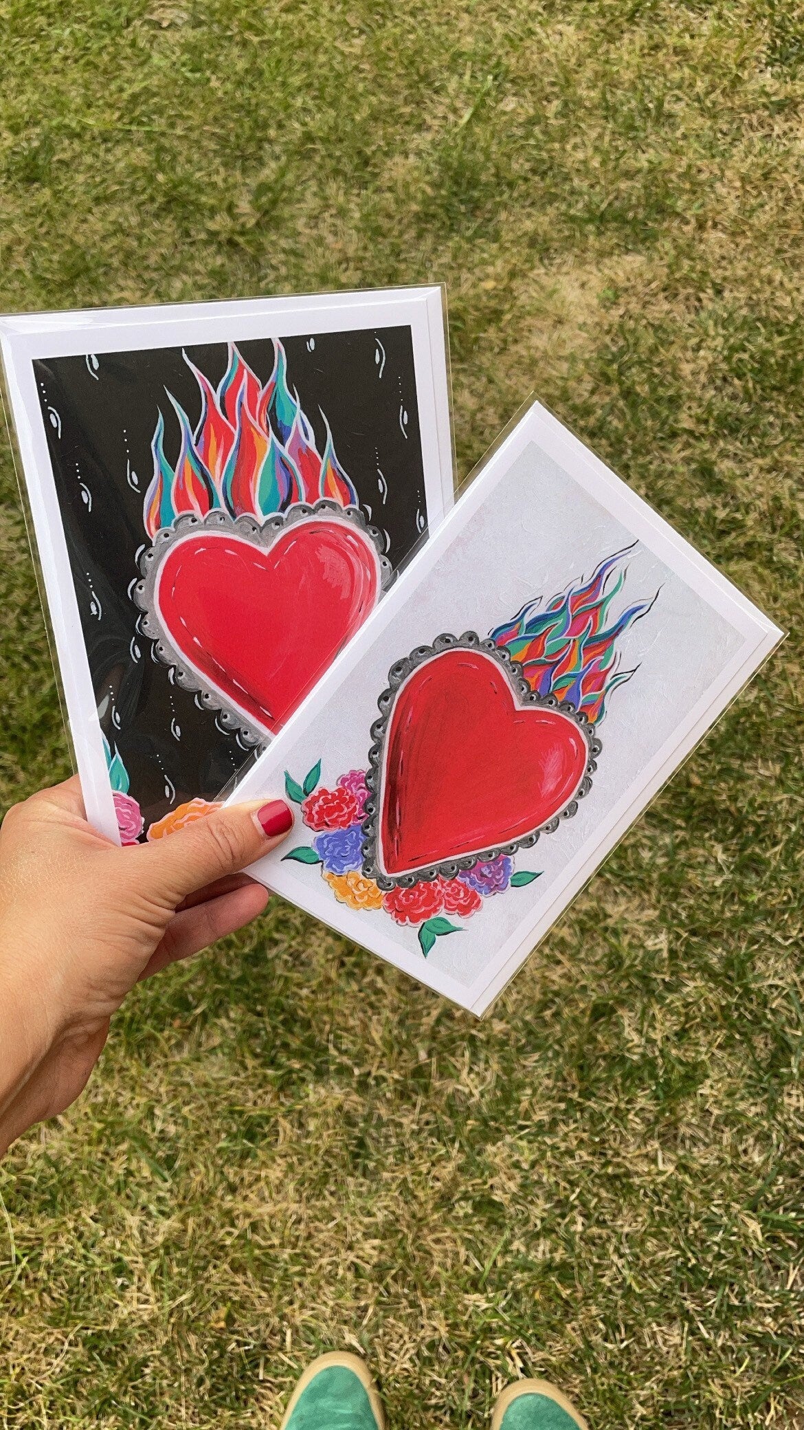 Blank Cards Sacred Heart Flaming Corazon